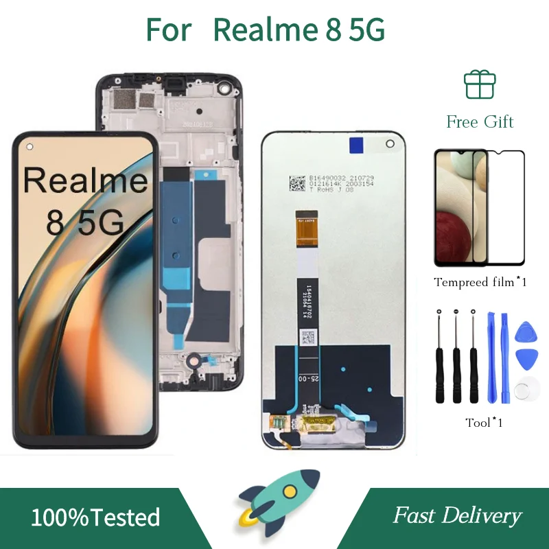 6 5-дюймовый дисплей для OPPO Realme 8 5G RMX3241 дигитайзер сенсорного экрана