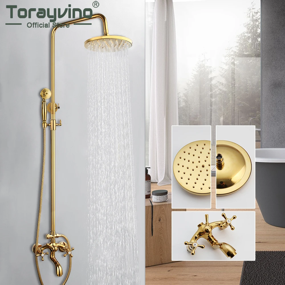 Torayvino набор золотистого полированного смесителя для душа ванной комнаты 8 дюймов