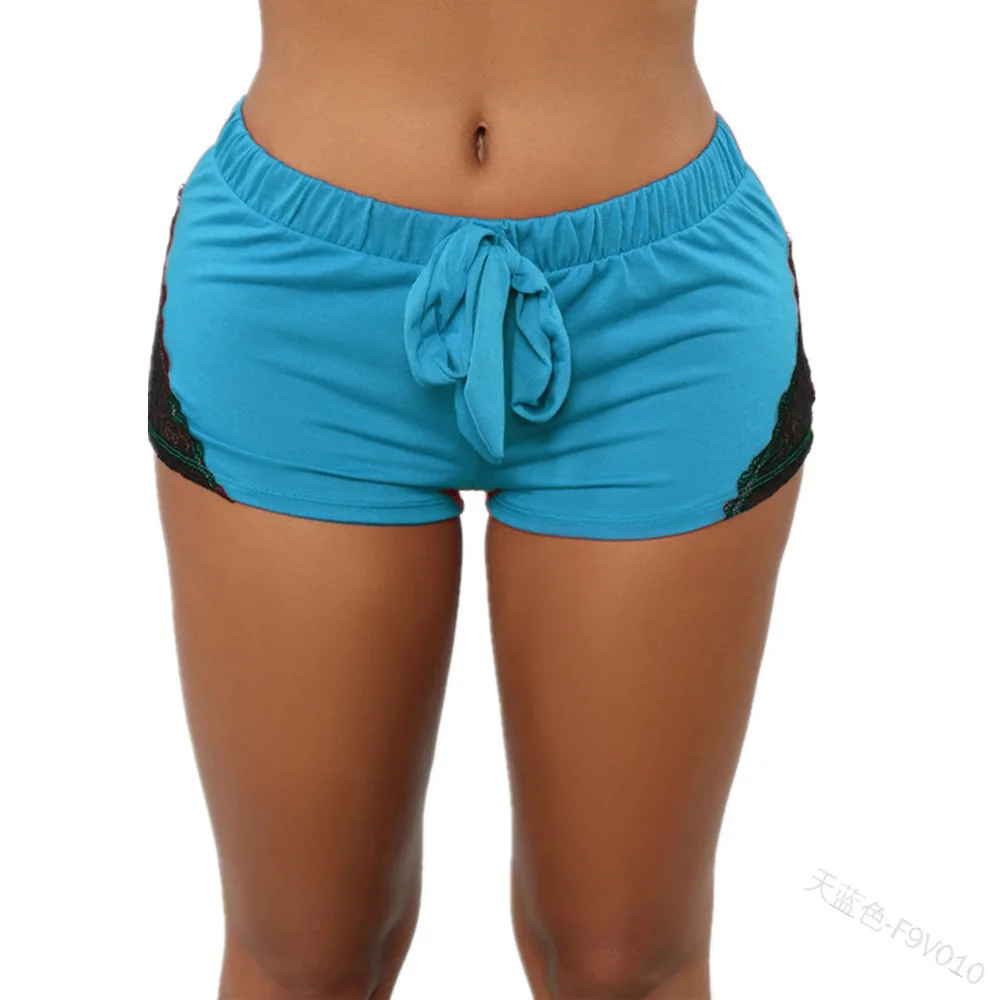 

Sexy Lace Yoga Straight Sports Pants Women Spring Summer Shorts Fashion Drawstring Elastic Solid Color Shorts