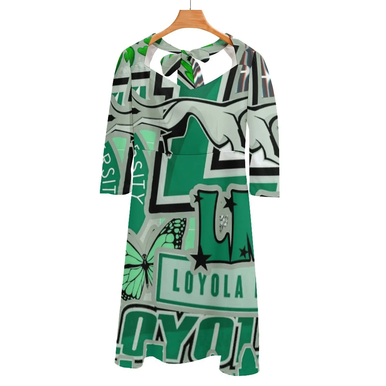 

Loyola University Maryland Collage Back Lacing Backless Dress Women Kawaii Square Collar Dress 6Xl Loyola University Maryland