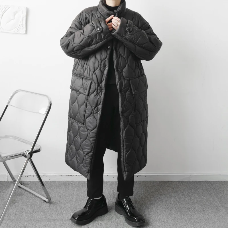 Winter Black Long Coat Men Warm Fashion Oversized Thick Coat Men Japanese Streetwear Loose Thicken Jacket Mens Parker Overcoat