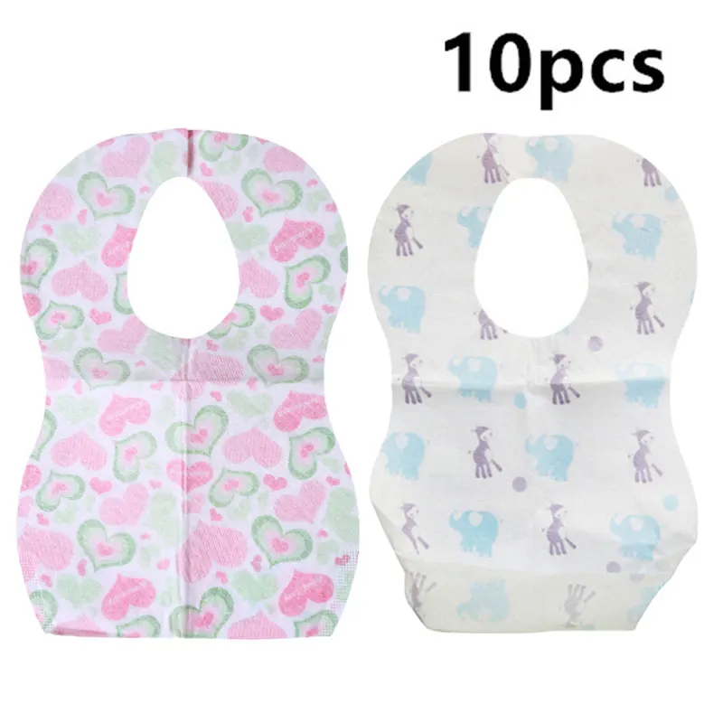 10pcs/Set Disposable Bib Baby Cartoon Baby Bib for Boy Girl Non-woven Drool Towel Outdoor Infant Burp Cloths Kids Accessories