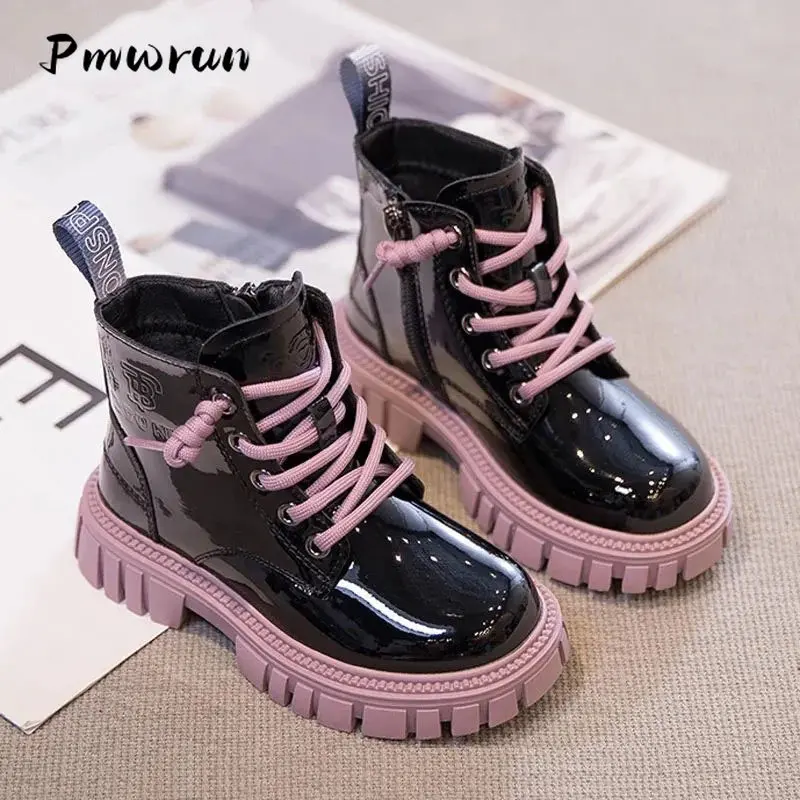3-15 Years Old Fashion Kids Snow Boots Girls British Style Children's Ankle Boots Autumn Winter Warm Waterproof Boys Sneaker