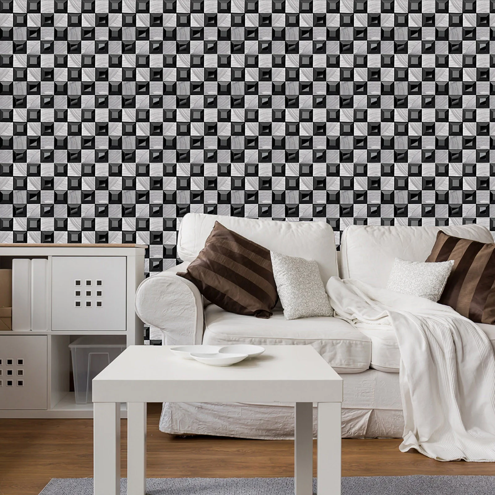 10pcs Marble Mosaic Tiles Wall Sticker Transfers Flat 2D Printed Covers For Kitchen Bathroom Peel &amp Stick Waterproof Art Mural |