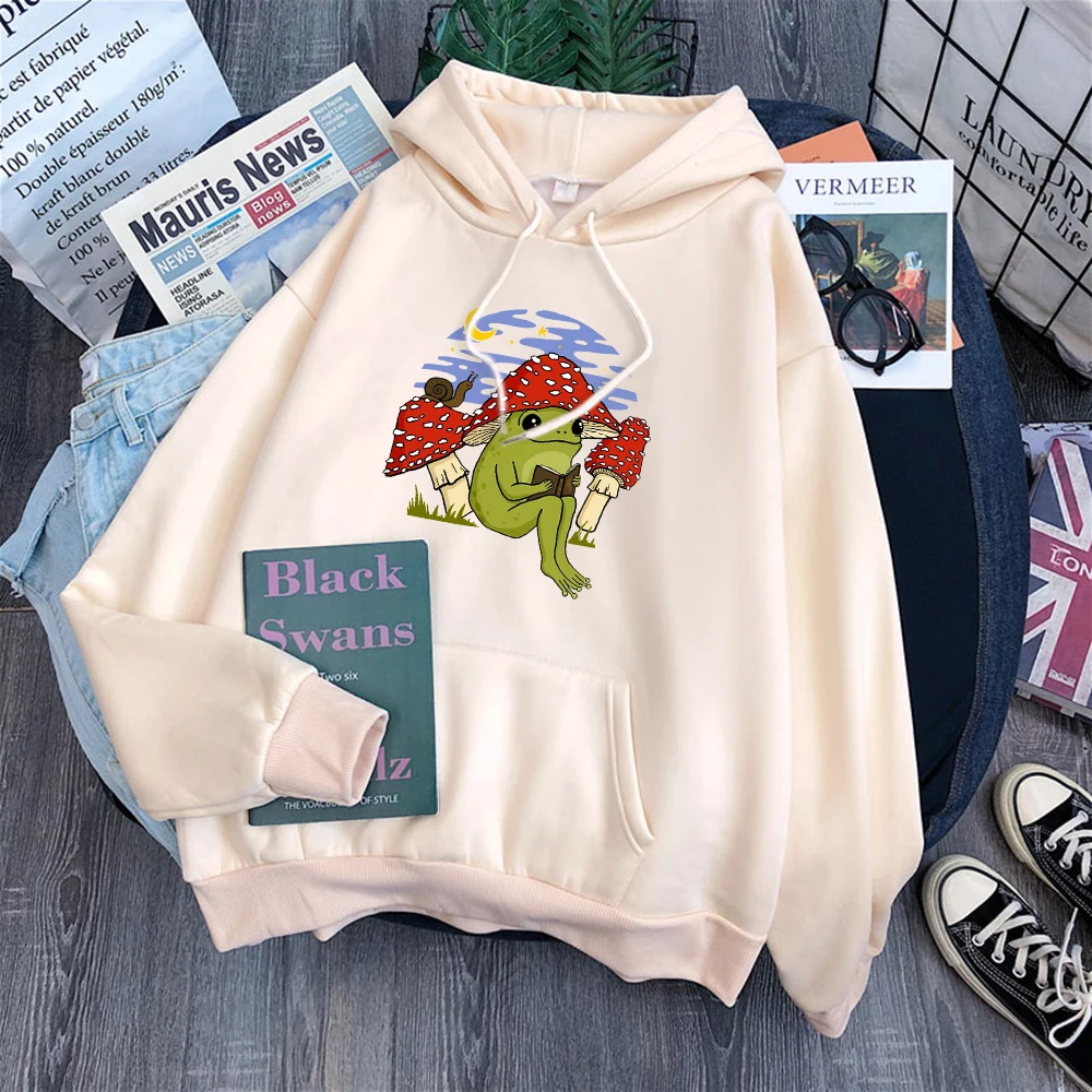 

Симпатичная хлопковая лягушка, женская книга для чтения, мужские топы, Повседневная Толстовка с круглым вырезом, свободная одежда в стиле х...