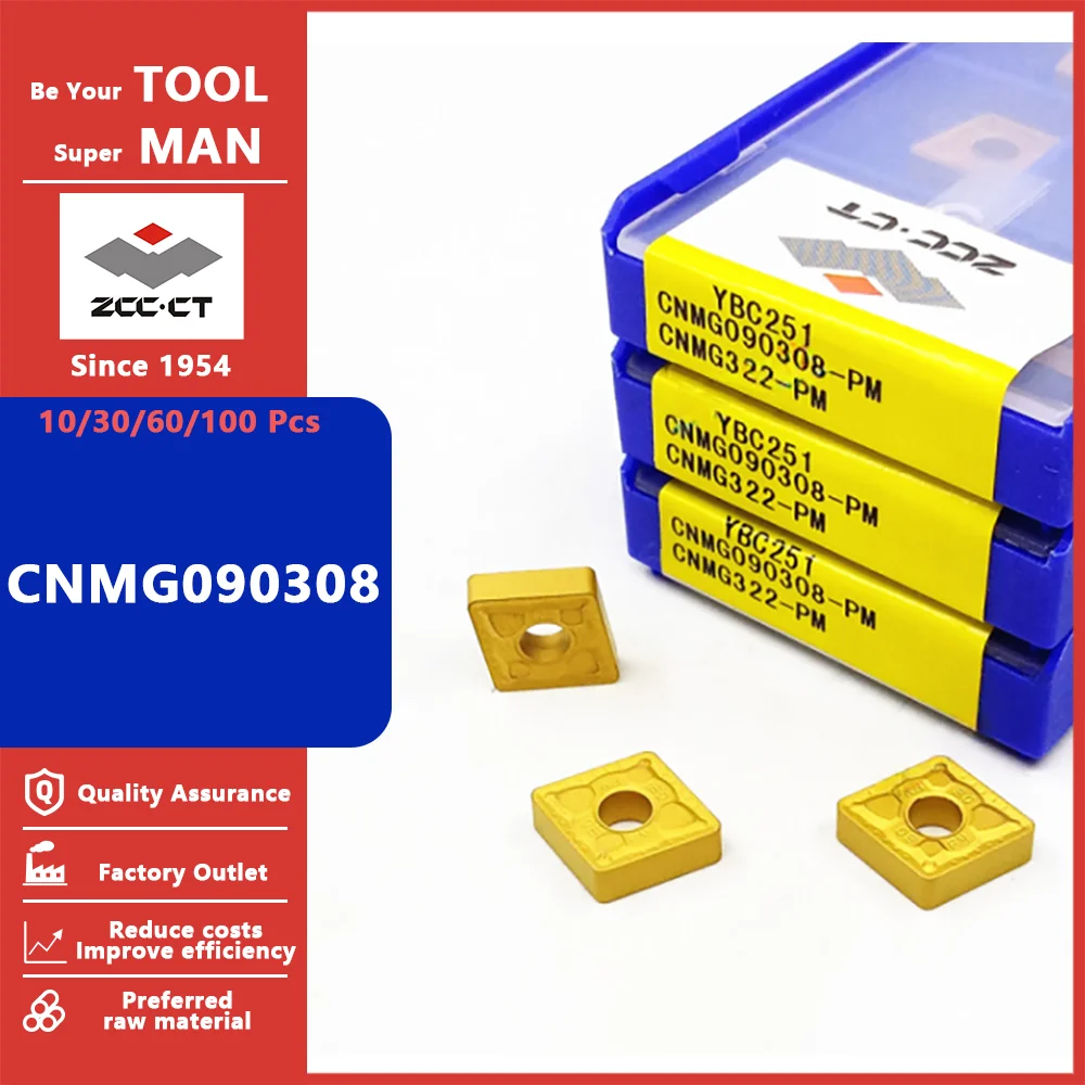 

ZCC CT CNMG090308 CNMG 090308 PM DM EF DF Finishing Medium Turning Carbide Inserts Cutting Tool CNC Tools Lathe Cutter Tools