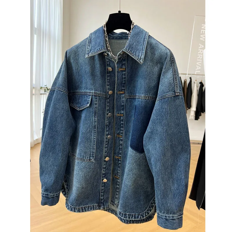 

SuperAen Повседневная джинсовая куртка женская весна и осень Топ куртка новый дизайн 2022 Новое джинсовое пальто