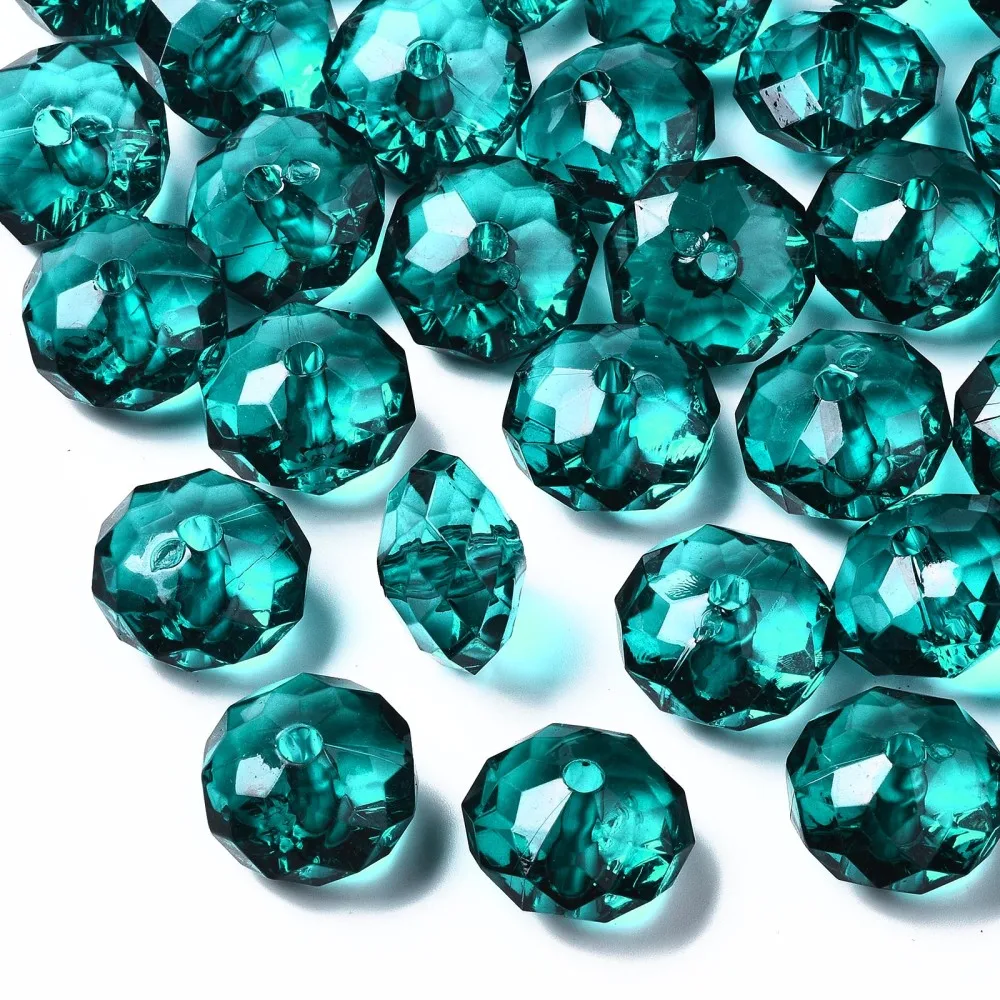 

500g Transparent Acrylic Beads Faceted Rondelle Teal 22x15mm Hole: 3mm about 135pcs/500g