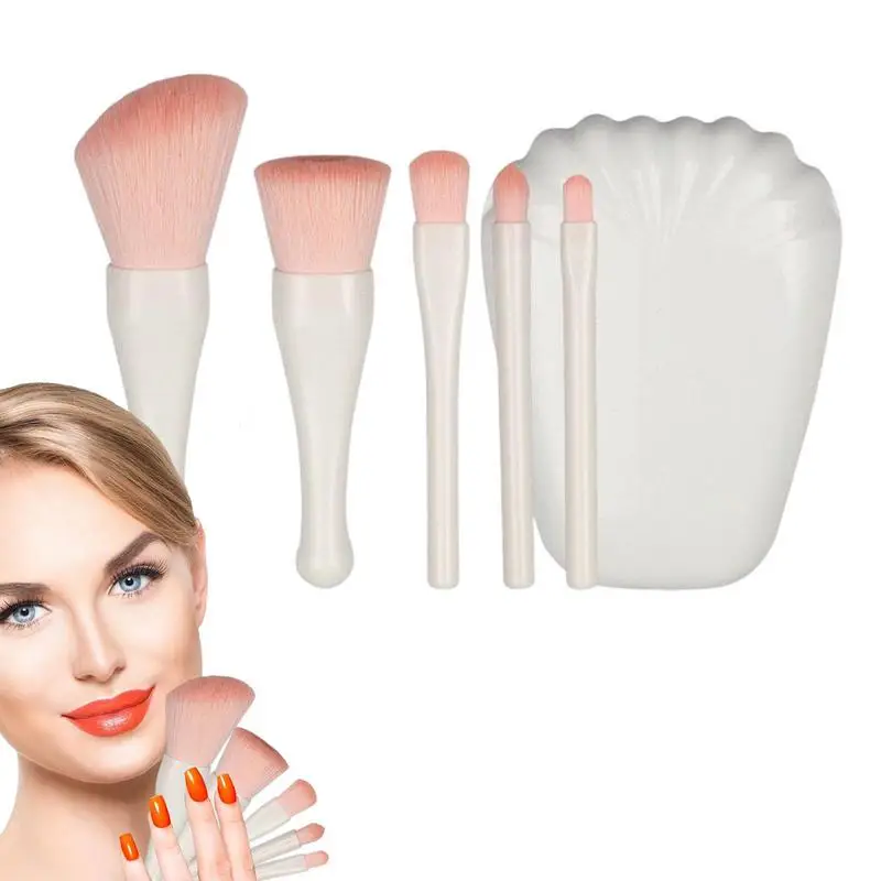 

Дорожные кисти для макияжа, 5 шт., Набор портативных кистей для макияжа с дорожной косметикой, для растушевки, пудры, основы, теней для век, консилера