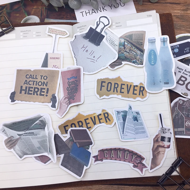 

23pcs alphabet magazine wind hand book DIY scrapbooking journal collage mobile computer diary happy plan decoration stickers