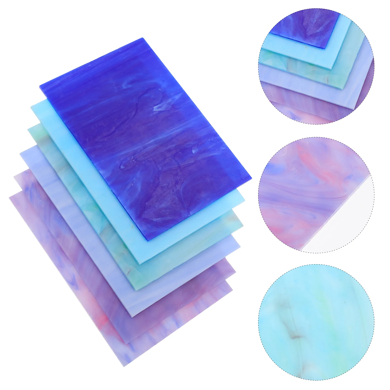 

6 Pcs Water Ripple Colored Mica Flakes Student Candlesticks Cathedral Glass Mosaic Tiles Stained