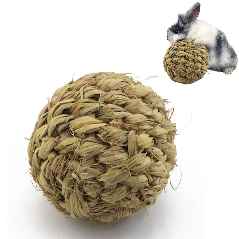 

Pet Chew Toy Natural Grass Ball With Bell For Rabbit Hamster Guinea Pig Tooth Cleaning