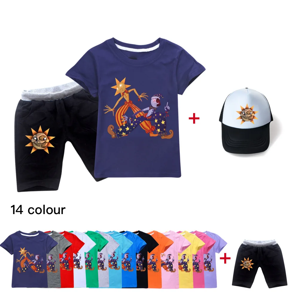 

New Sundrop FNAF Cartoon printing T Shirt Children Tracksuits for Girls Baby Boys Sport Suit Costume Tops Pants Clothing Set