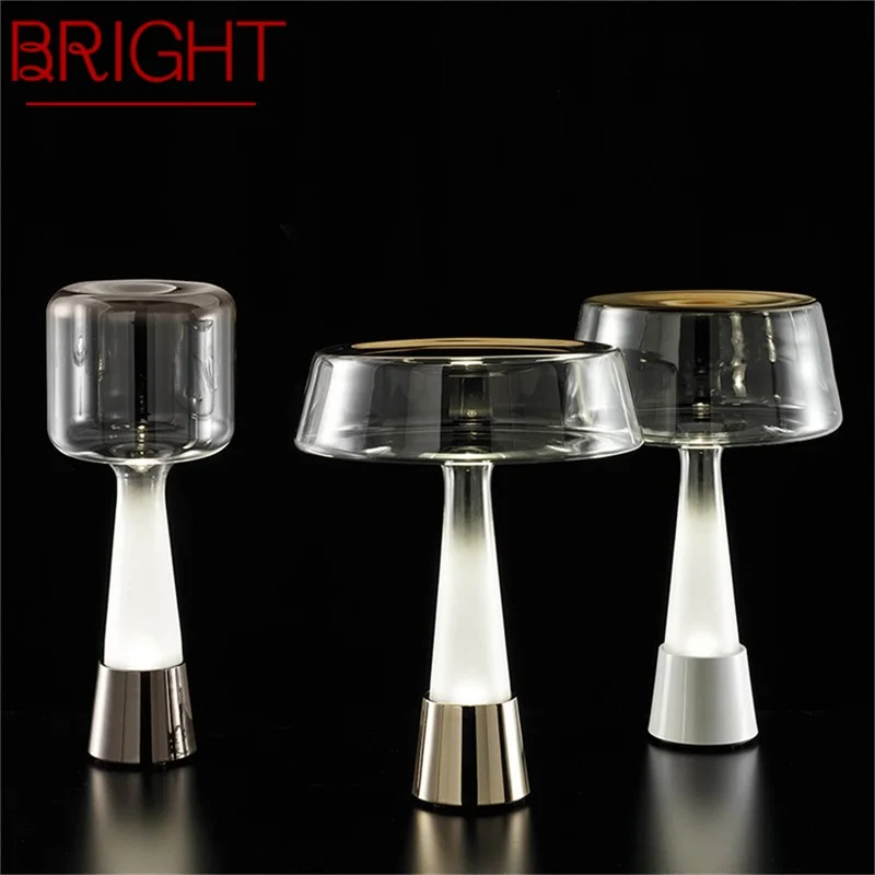 

BRIGHT Modern Table Lamp Luxury Glass Bedside Mushroom Desk Light LED for Home Living Room Bedroom Decor