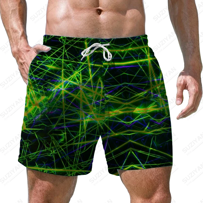

Summer new men's shorts, fluorescent lines 3D printed men's shorts personality casual style men's shorts fashion men's shorts