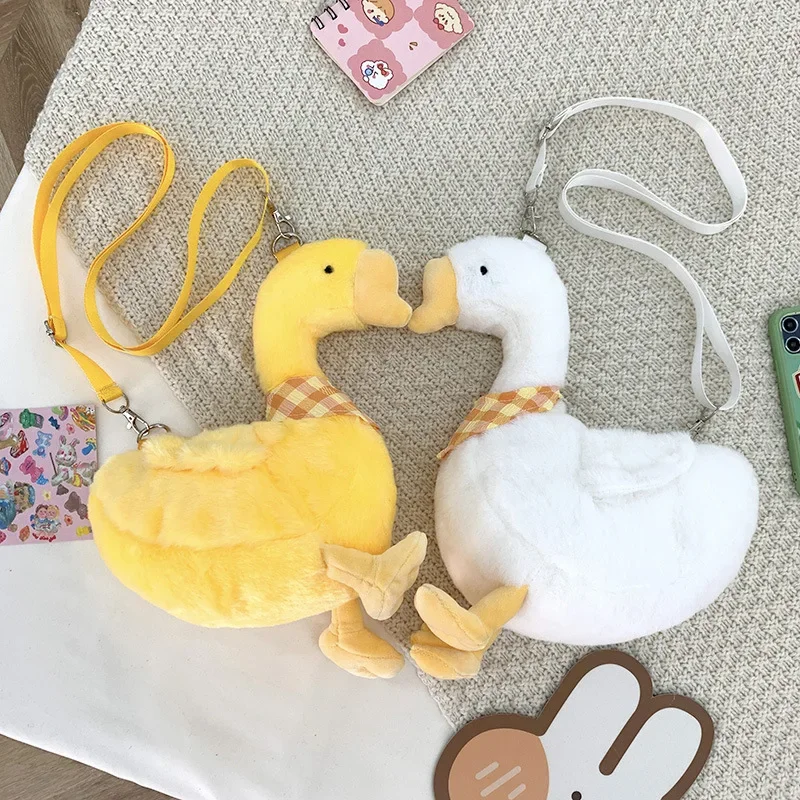 

Big White Goose Crossbody Bag New Cartoon Cute Duck Shoulder Bag Soft and Cute Girl Children's Plush Doll Backpack Gift