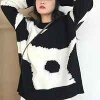 2021 new women sweater ladies knitted casual fashion clothing cow pullover print all match loose stitching sweater