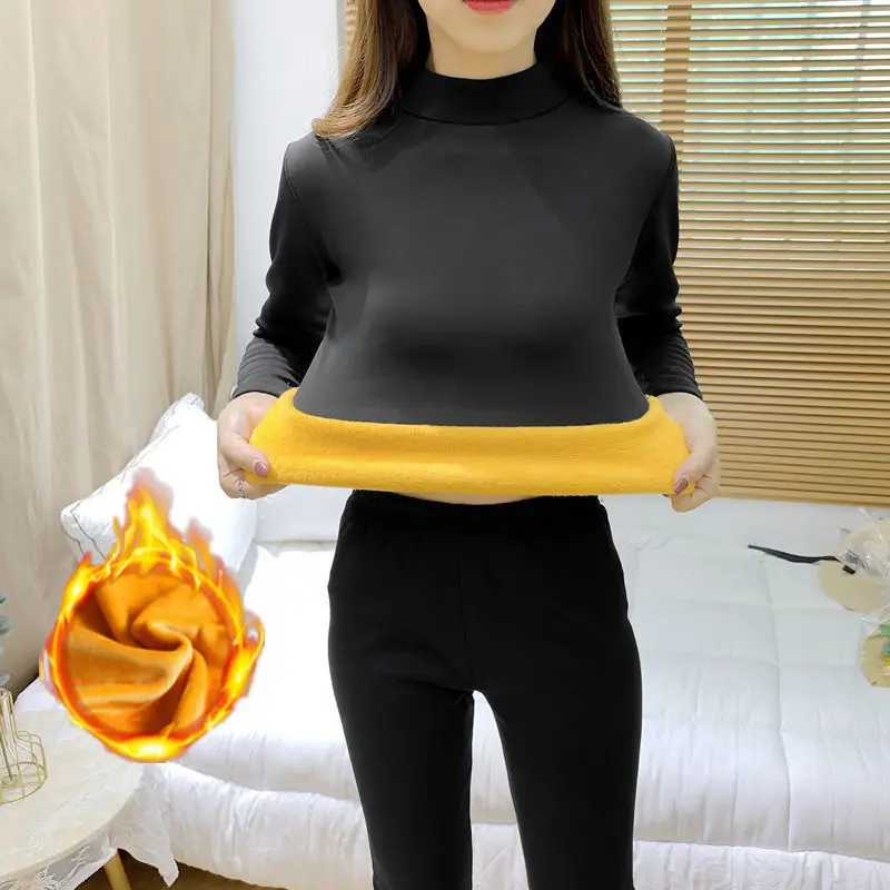 

Velvet Underwear Winter Women's Shirt Thickened Inner Suit High-neck Plus Bottoming Wear Semi-high-neck Thermal
