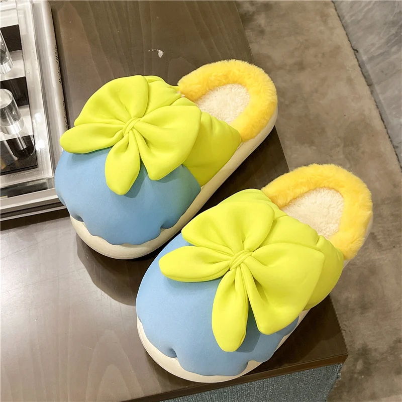 

Шлепанцы женские домашние с бантом-бабочкой, из ПУ хлопка