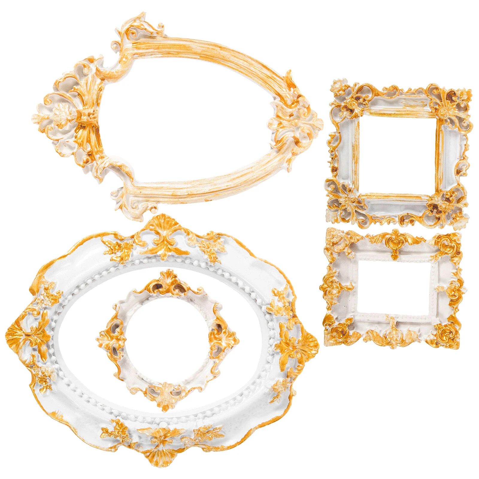 

5 Pcs Gold Frames Gold Suite Small European Style Ornament Display Kit Resin
