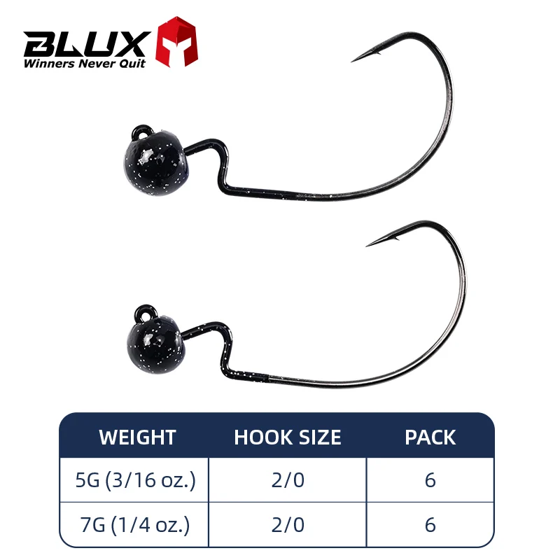 Фото BLUX Овальные джиг-головки 6 шт./лот, рыболовные крючки 5 г, 7 г, крючки для финес-рыбалки, мягкие приманки-черви, джиг-головки с вращающимся действием, искусственные приманки, рыболовные снасти №2