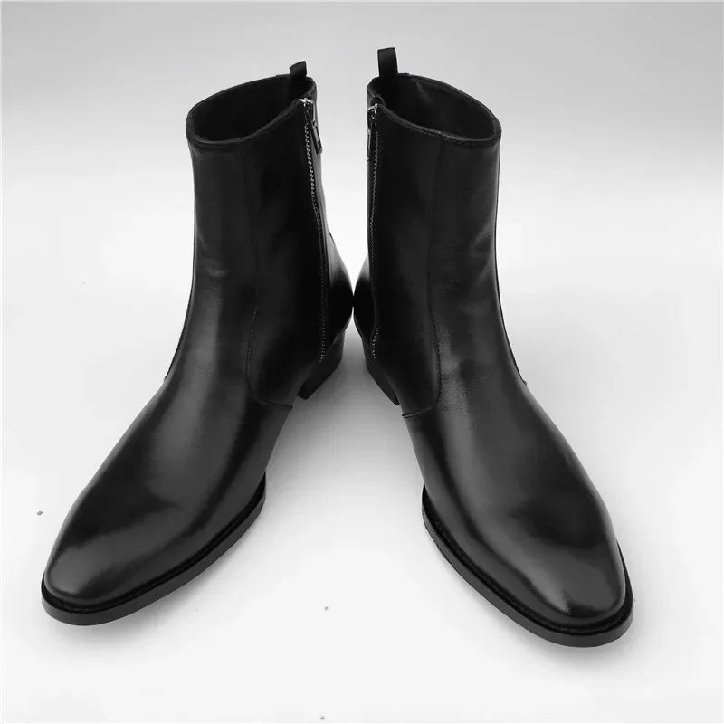 Мужские ботинки на молнии из 100% натуральной кожи с натуральным носком нежный