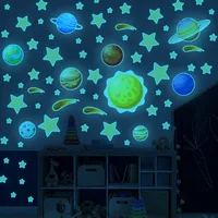 Green/Blue Light Sun Stars Universe Self-Adhesive Wall Stickers Home Decoration Wall Room Decor Home Accessories Wallpaper