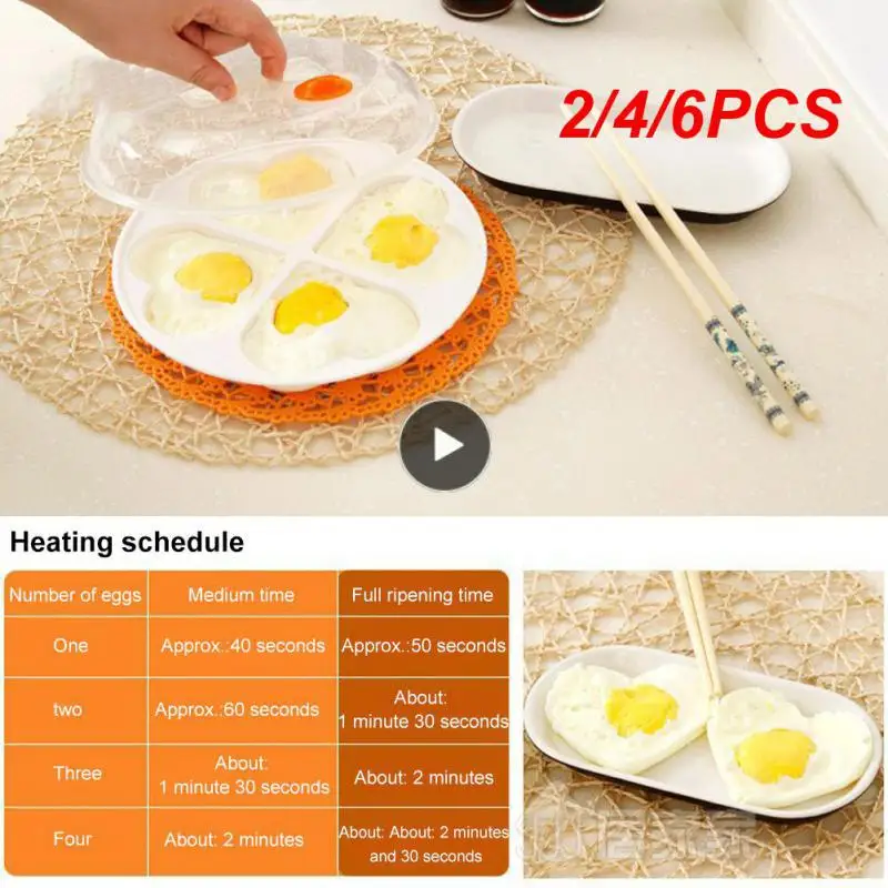 

2/4/6PCS Cooking Tool Heart-shaped Mold Domestic Boiler Cutlery Egg Fryer 4 Grids Economic Egg Container Egg Tool