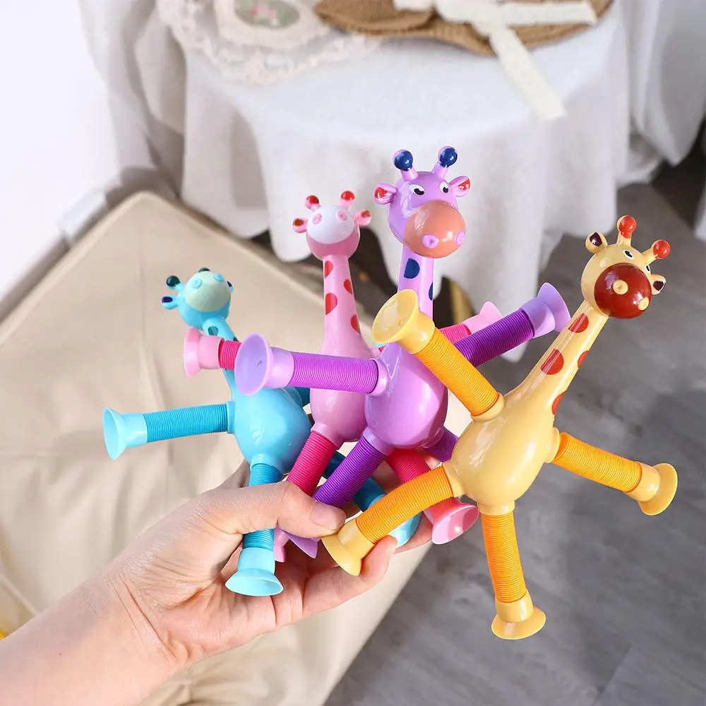 

Интерактивные игрушки-фиджеты для родителей и детей, сенсорные игрушки, жираф, поп-трубки, игрушки с присоской для животных, телескопическая присоска, жираф