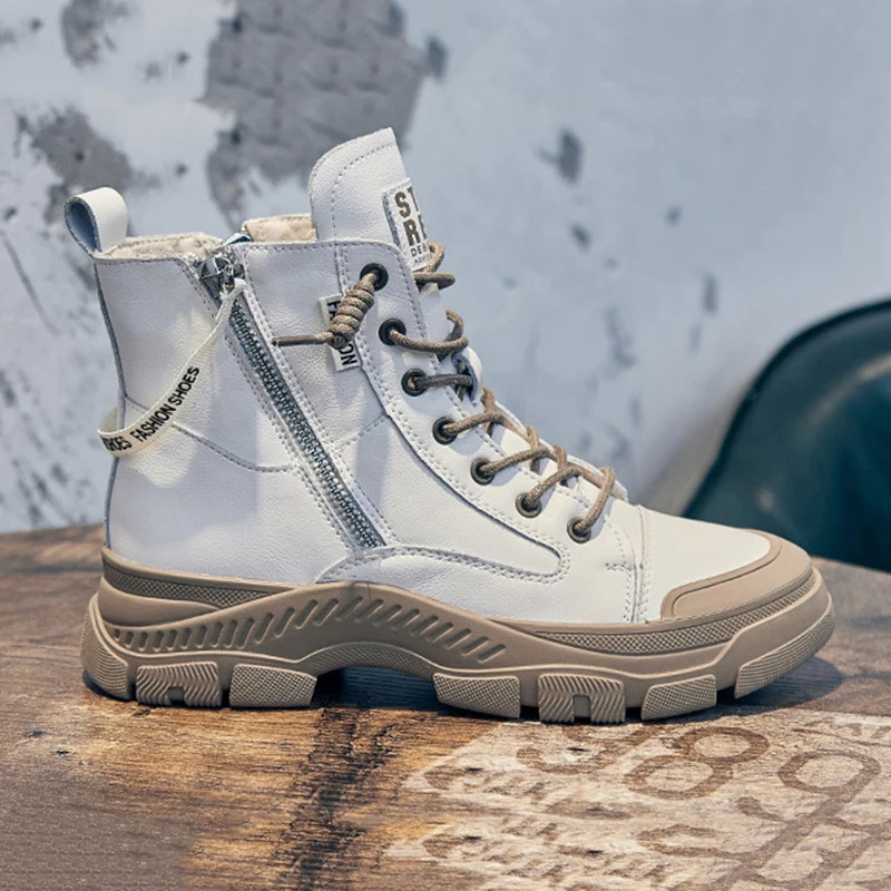 NEW Ankle Boots Women Sports Female Luxury Designer Shoes Woman Flats Platform Heels Rubber Sole PU Leather  Femininas