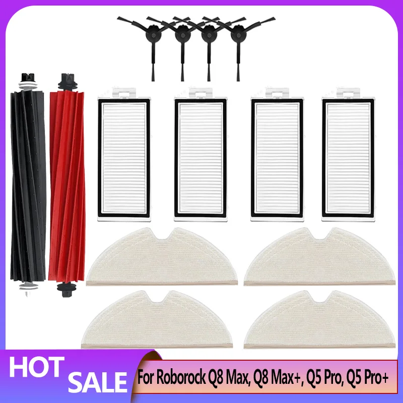 

Roborock Q8 Max / Q8 Max Plus / Q5 Pro Plus Запасные части Аксессуары Основная боковая щетка Hepa-фильтр Швабра Мешок для пыли