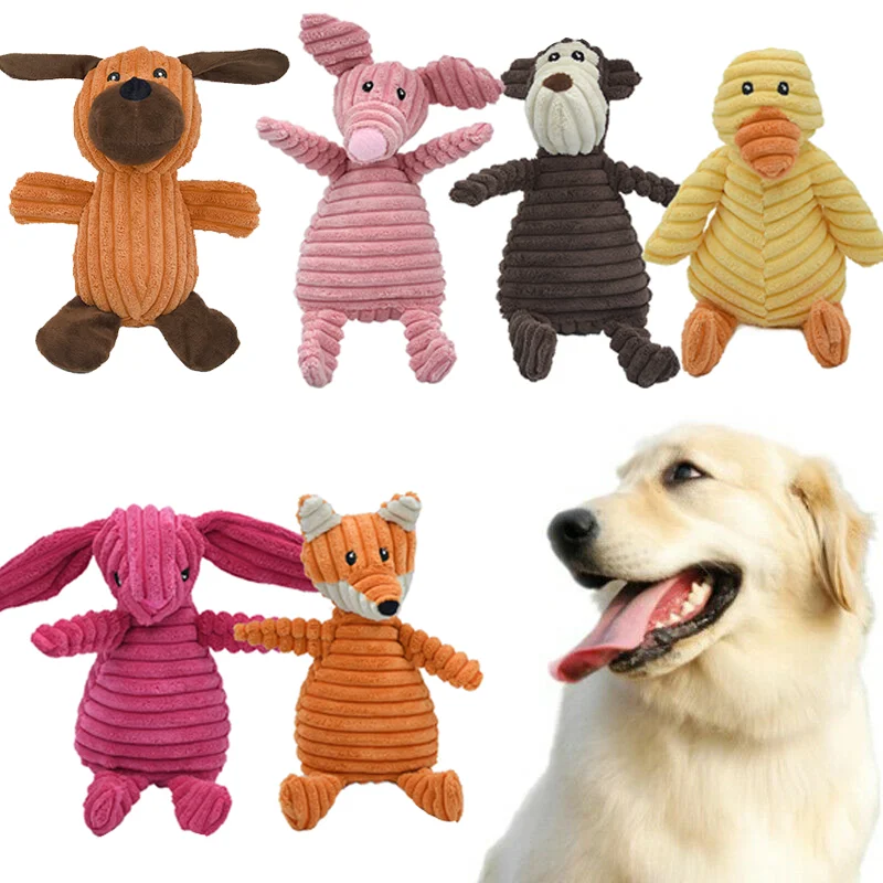 

Pet Dog Plush Animal Chewing Toy Wear-resistant Squeak Cute Bear Fox Toy for Dog Puppy Interactive Toy Supplies For Meduim Large