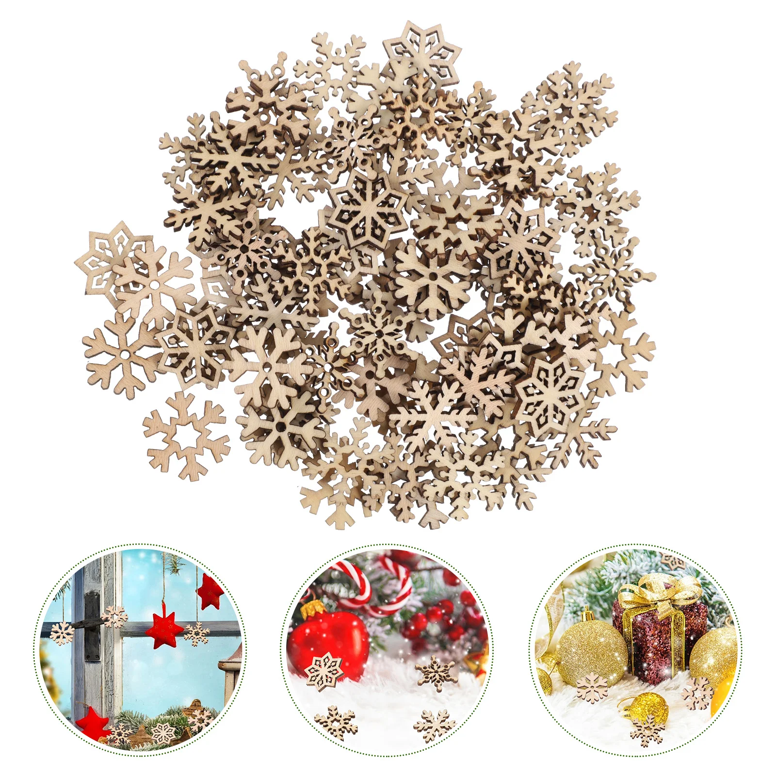 

Christmas Wood Snowflake Wooden Cutouts Snowflakes Hanging Ornaments Ornament Tree Unfinished Crafts Slices Diy Tags Craft