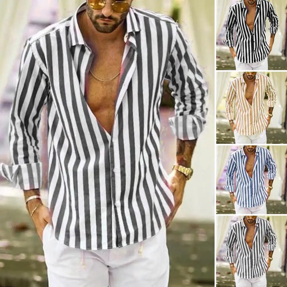 Male Casual Relaxed Fit Turndown Collar 