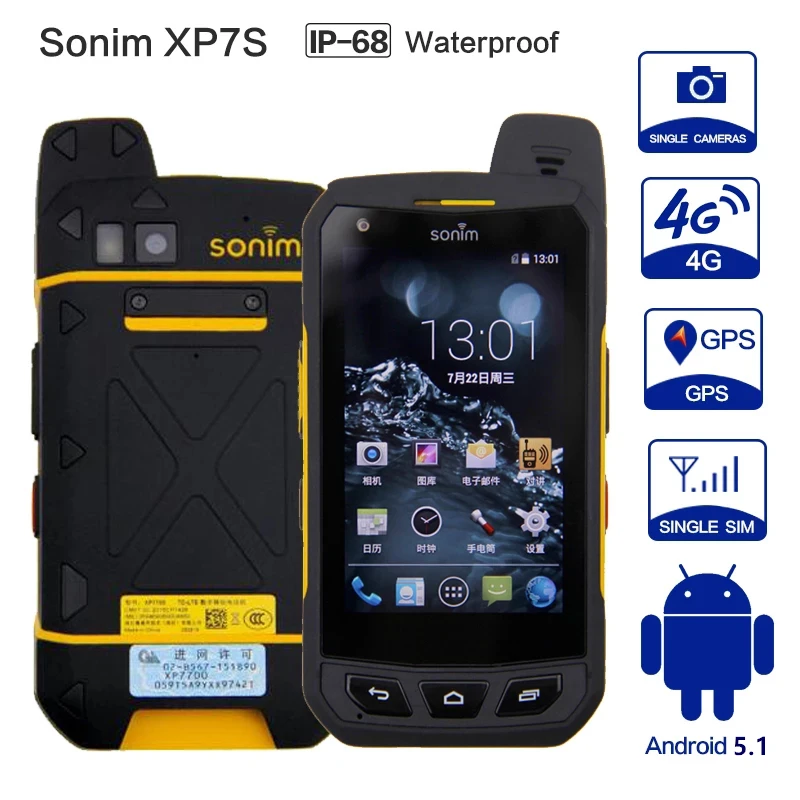 Original Sonim XP7S 4.0Inches 3GB RAM 64GB ROM 13MP 4G LTE IP68/IP69 Waterproof Snapdragon 615 Mobile Phone PTT Smartphone