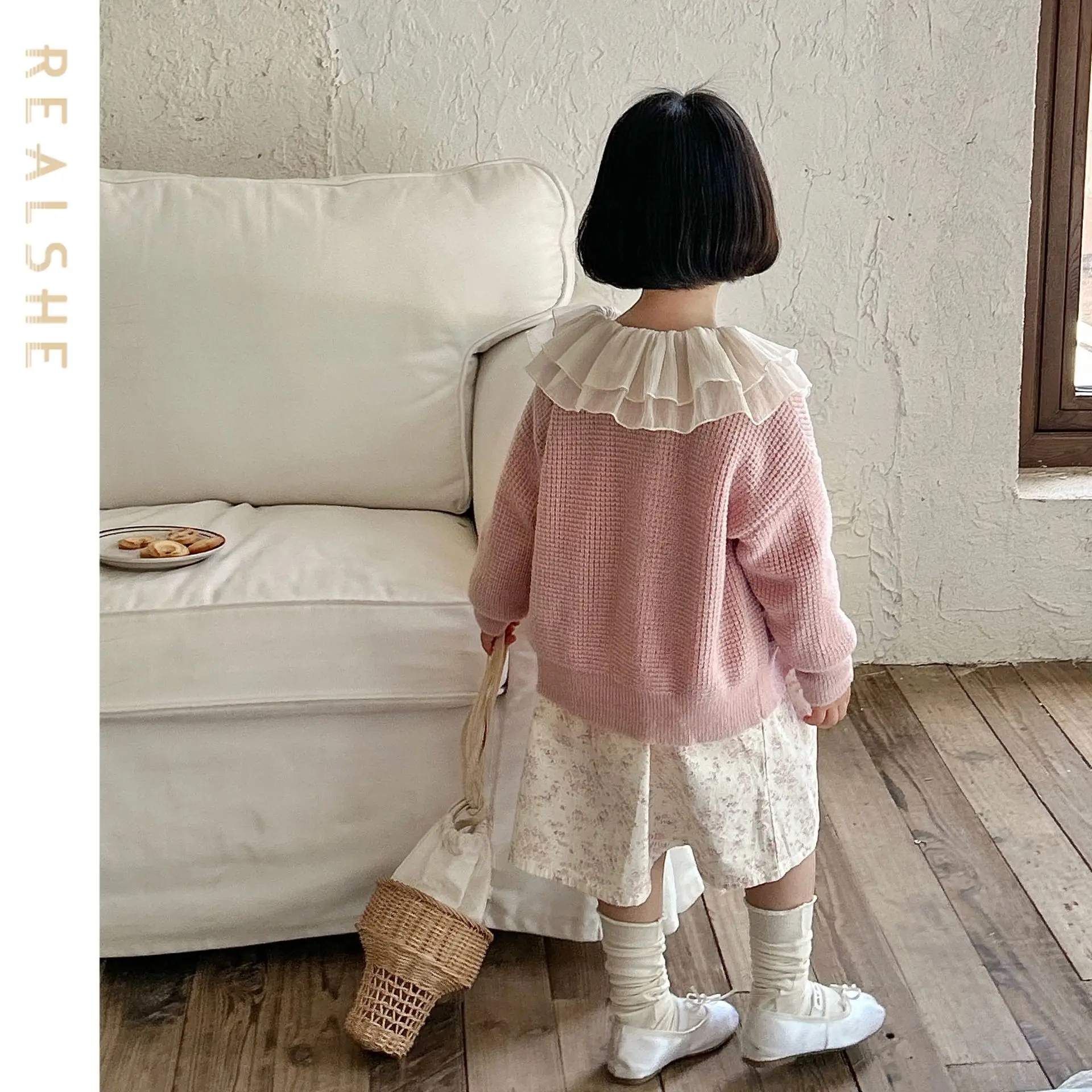 

Sweet Kids Baby Girls Clothes 2023 Girls Sweater Coats Autumn Winter Toddler Sweater Cardigan Ruffles Knitted Jacket