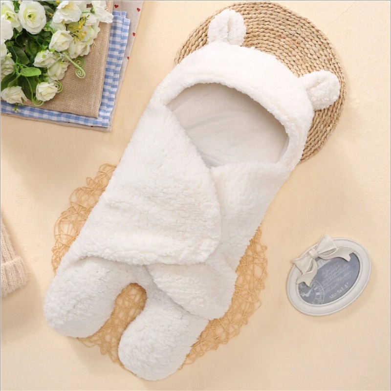 

0-12M Newborns Baby Blanket Newborn Baby Swaddle Wrap Soft Winter Baby Bedding Receiving Blanket Sleeping Bag 1Pc