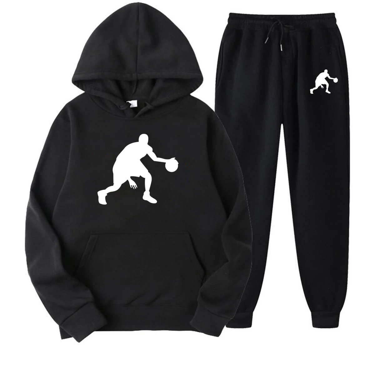 

Спортивный костюм мужской из 2 предметов, толстовка с капюшоном и трендовый принт, спортивные штаны, одежда для бега