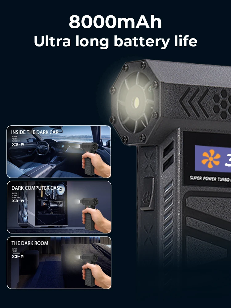 Вентилятор турбоструйный X3 130000 об/мин регулируемая скорость ветра 52 м/с