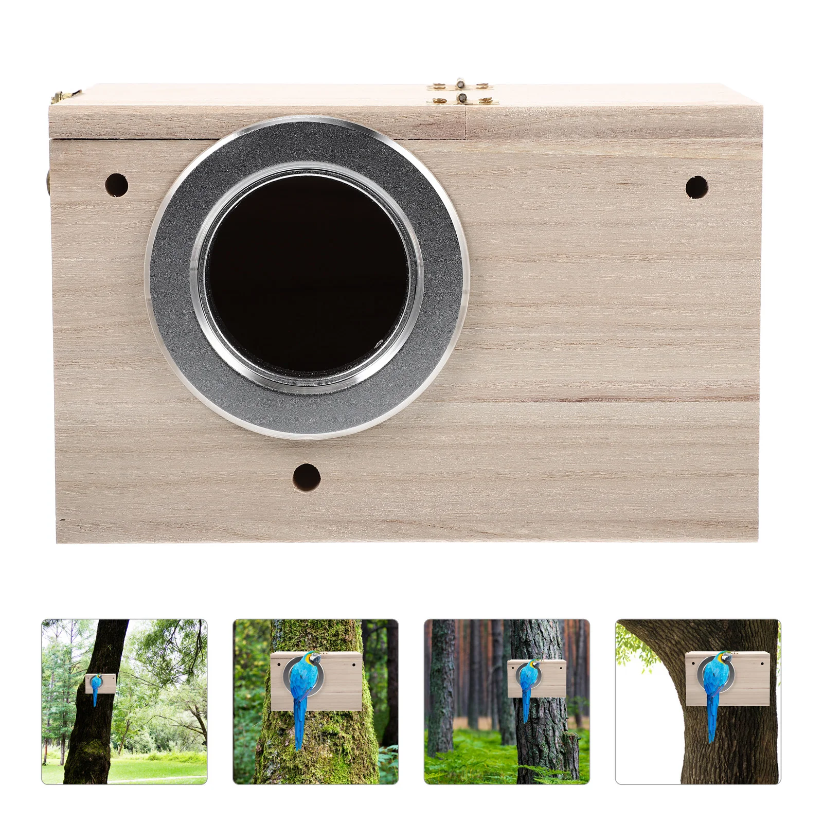 

Bird Box Nestingwooden Parakeet House Breeding Birdhouse Parrot Outdoor Wood Cockatiel Cage Unfinished Budgie Birds Accessories