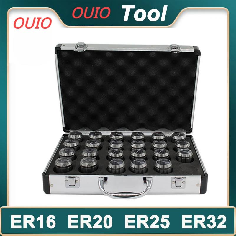 

OUIO ER11 ER16 ER20 ER25 ER32 ER40 Set A / AA ER Spring Collet Chuck 0.015mm 0.008mm CNC Milling Tool Holder Engraving Machine