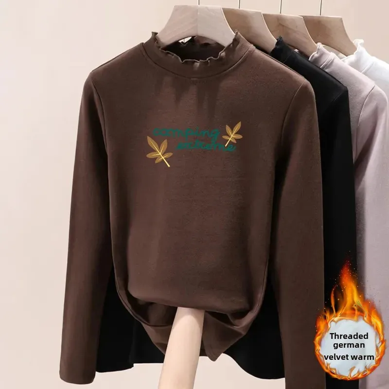 Женская футболка-поло с длинным рукавом принтом