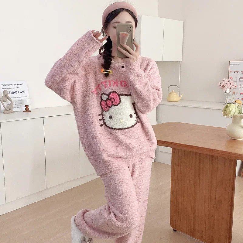Пижамы Hello Kitty с героями мультфильмов зимний вязаный свитер комплект из двух