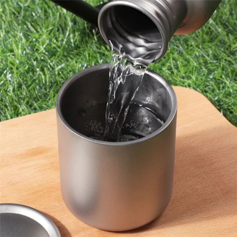 Титановая чашка для воды с двойными стенками 450 мл кружка кофе чая домашнего