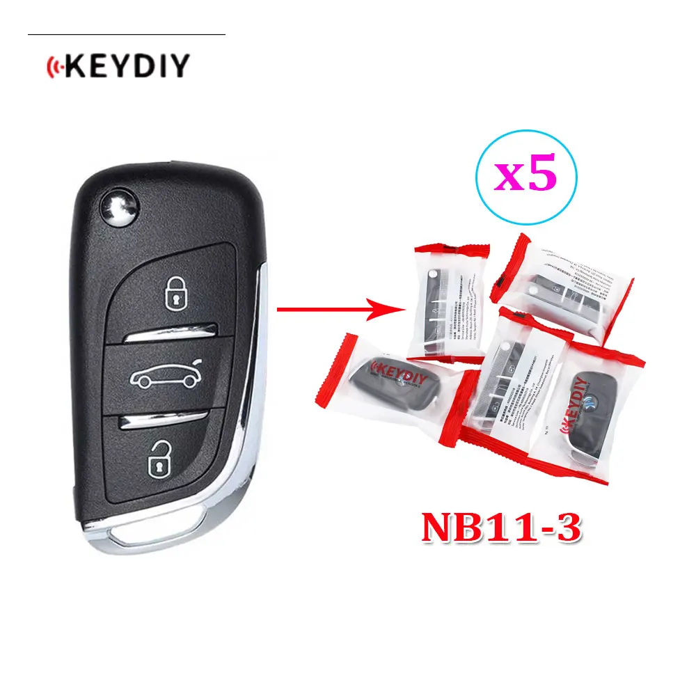 

Набор Из 5 Универсальных Автомобильных Ключей-пультов KEYDIY NB11 С 3 Кнопками, Совместимых С KD900, URG200