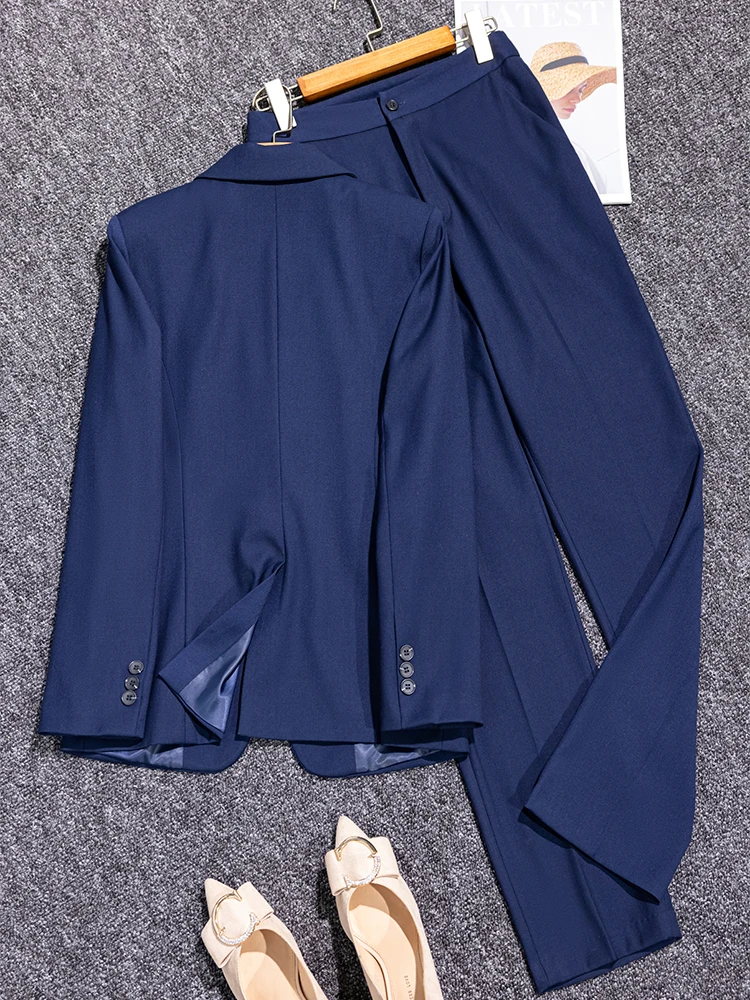 High Quality Women Blazer Pants Sets Suit Ladies Gray Black Long Sleeve Jacket Trouser Female Business Work Coat 2 Piece Set