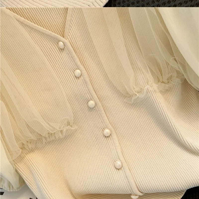 Женский трикотажный кардиган однотонный винтажный свитер в Корейском стиле с