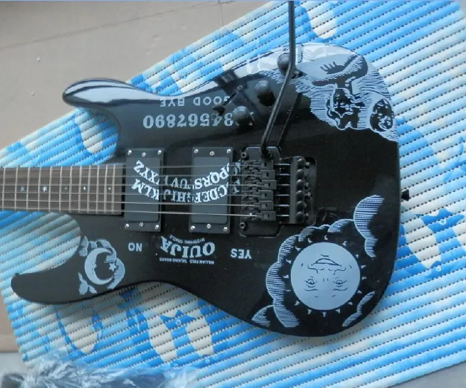 

custom shop KH-2 ouija electric guitar black kirk hammett signature ouija guitar moon and star inlays guitar 12yue17