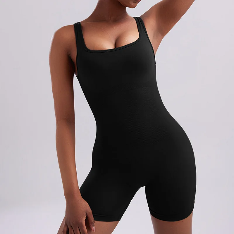 Женский однотонный комбинезон без рукавов для занятий спортом