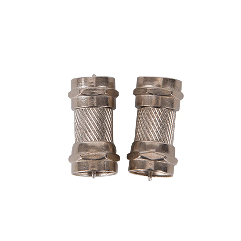 2Pcs Female RF Adapters Silver Zinc Alloy F Type Male Plug Connector Socket To Coax TV Aerial |